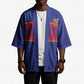 Custom Afro Haiti Football Kimono Le Rouge et Bleu Sporty Style