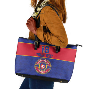Custom Afro Haiti Football Leather Tote Bag Le Rouge et Bleu Sporty Style - African Pride