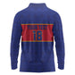 Custom Afro Haiti Football Long Sleeve Polo Shirt Le Rouge et Bleu Sporty Style - African Pride