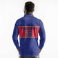 Custom Afro Haiti Football Long Sleeve Polo Shirt Le Rouge et Bleu Sporty Style - African Pride