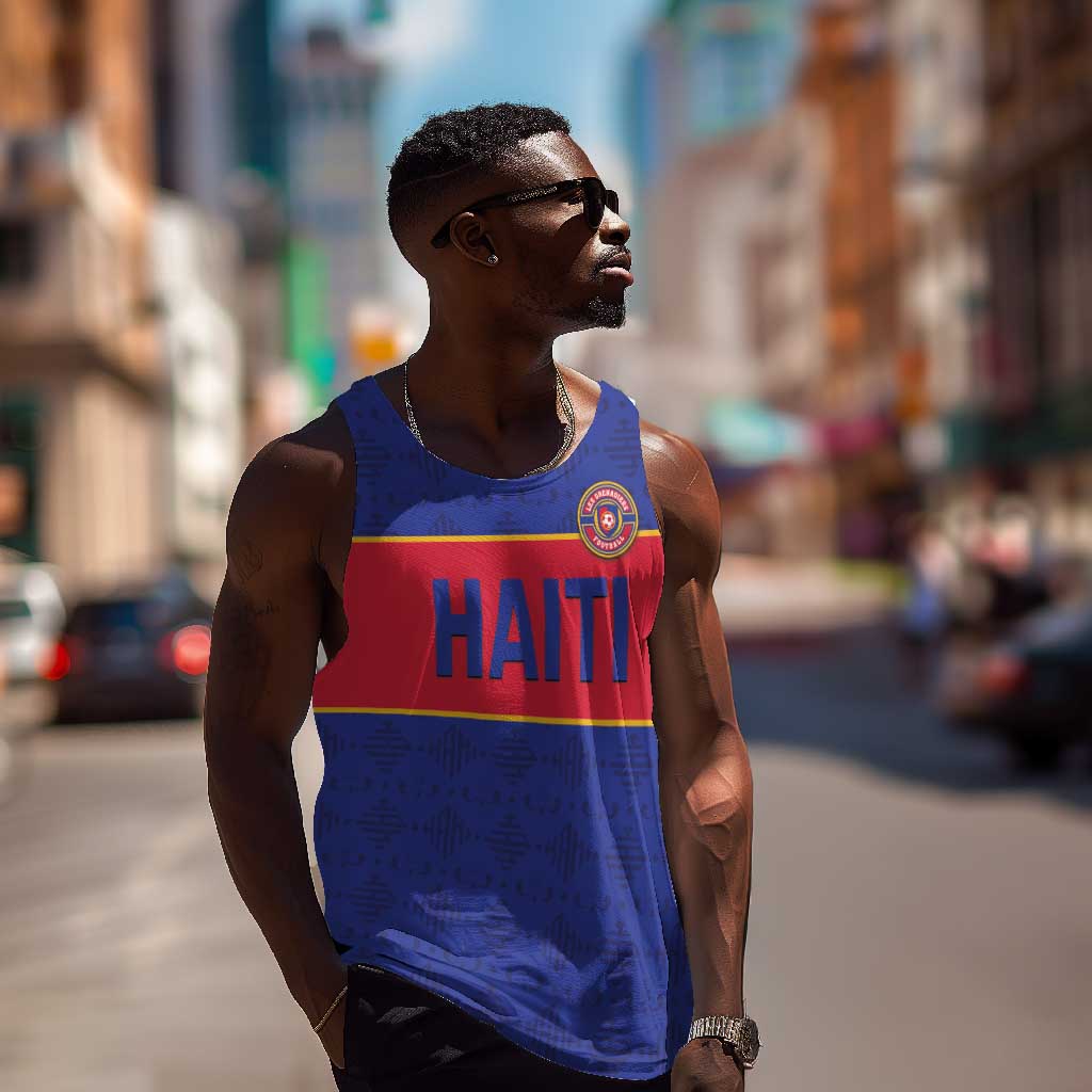 Custom Afro Haiti Football Men Tank Top Le Rouge et Bleu Sporty Style - African Pride