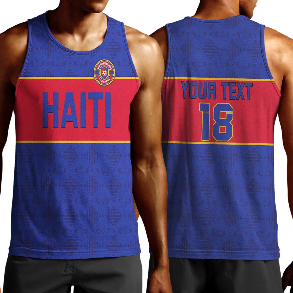 Custom Afro Haiti Football Men Tank Top Le Rouge et Bleu Sporty Style - African Pride