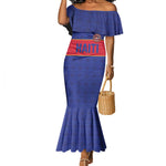 Custom Afro Haiti Football Mermaid Dress Le Rouge et Bleu Sporty Style - African Pride