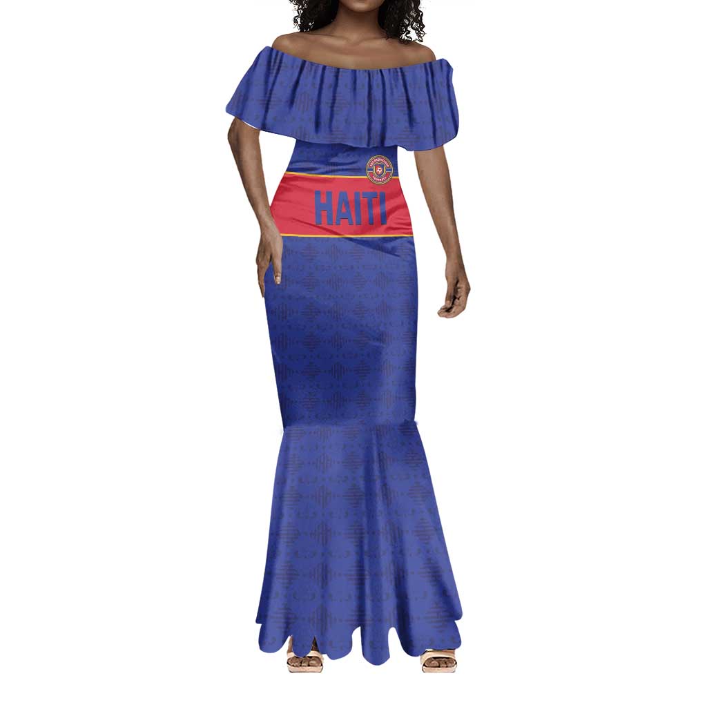 Custom Afro Haiti Football Mermaid Dress Le Rouge et Bleu Sporty Style - African Pride