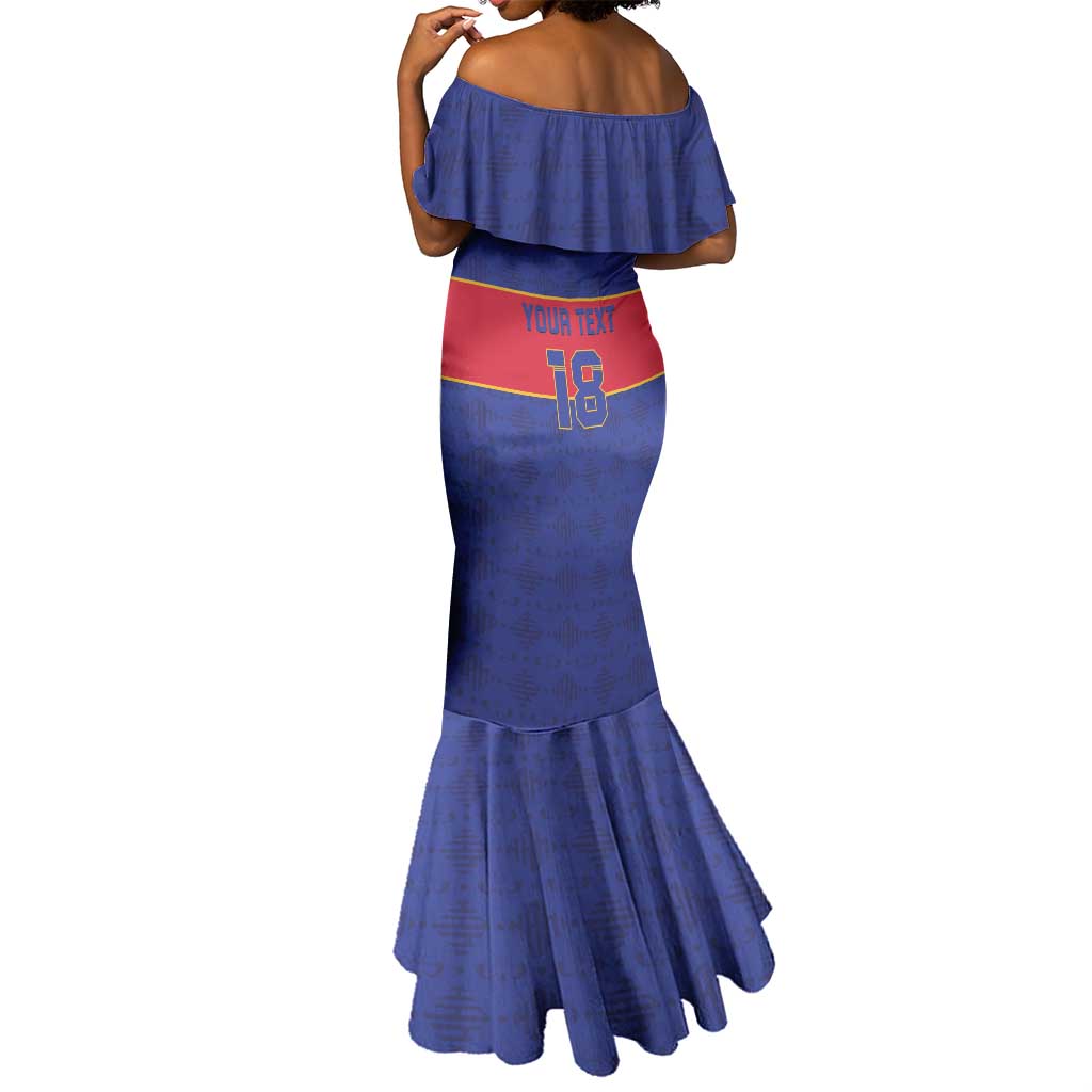 Custom Afro Haiti Football Mermaid Dress Le Rouge et Bleu Sporty Style - African Pride