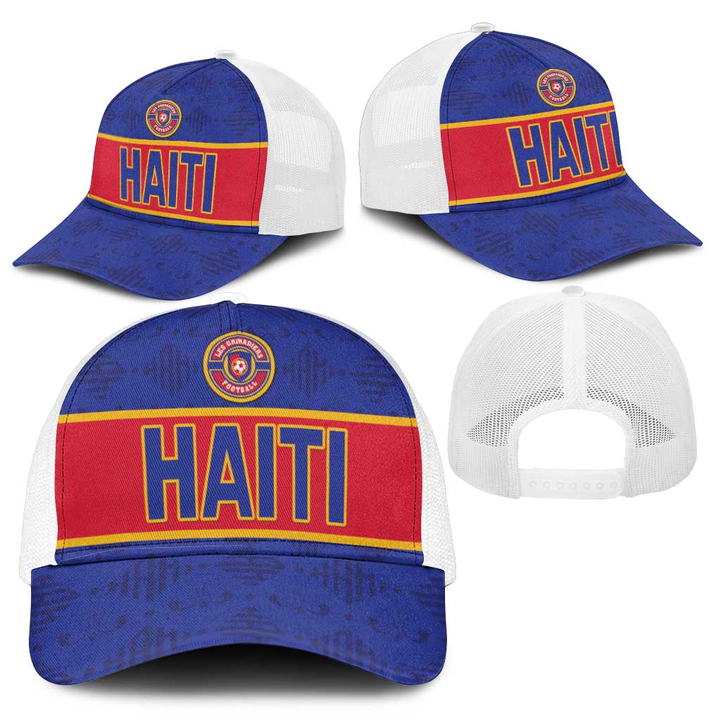 Afro Haiti Football Mesh Trucker Cap Le Rouge et Bleu Sporty Style - African Pride