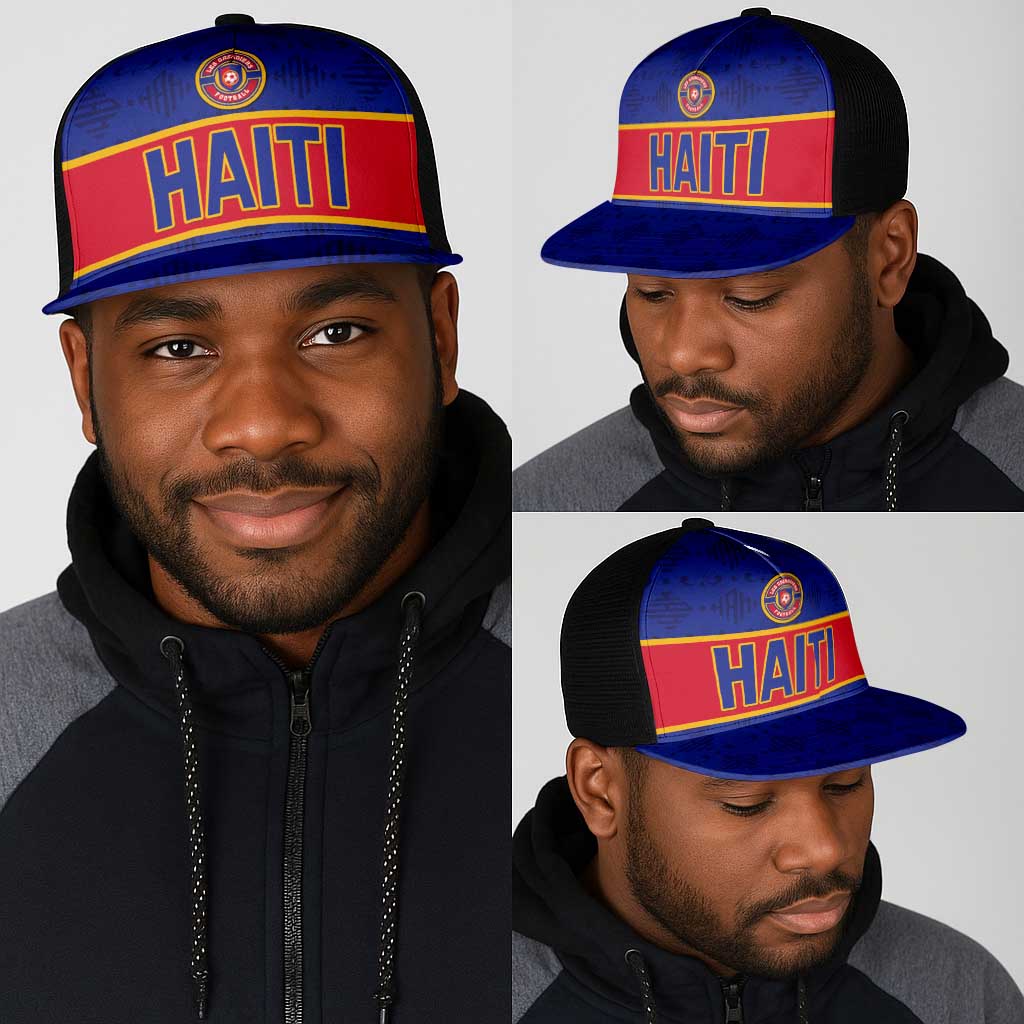 Afro Haiti Football Mesh Trucker Cap Le Rouge et Bleu Sporty Style - African Pride