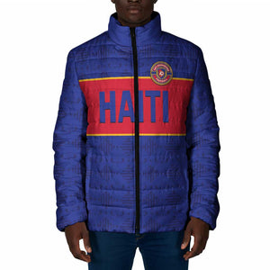 Custom Afro Haiti Football Padded Jacket Le Rouge et Bleu Sporty Style