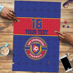 Custom Afro Haiti Football Puzzle Le Rouge et Bleu Sporty Style