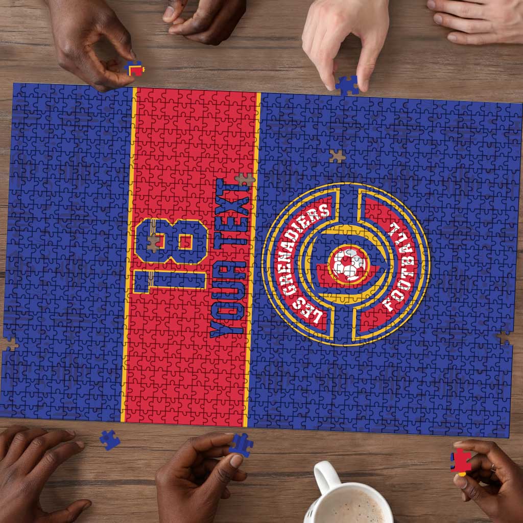 Custom Afro Haiti Football Puzzle Le Rouge et Bleu Sporty Style