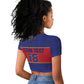 Custom Afro Haiti Football Raglan Cropped T shirt Le Rouge et Bleu Sporty Style - African Pride