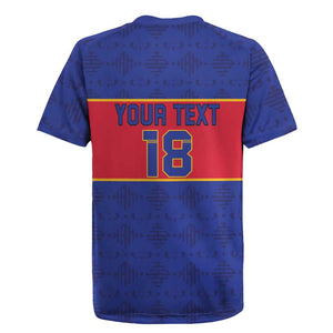 Custom Afro Haiti Football Rugby Jersey Le Rouge et Bleu Sporty Style - African Pride
