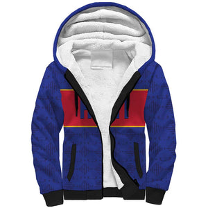 Custom Afro Haiti Football Sherpa Hoodie Le Rouge et Bleu Sporty Style - African Pride