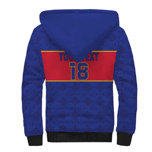 Custom Afro Haiti Football Sherpa Hoodie Le Rouge et Bleu Sporty Style - African Pride