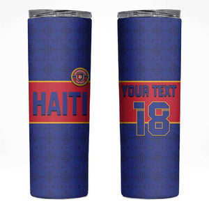 Custom Afro Haiti Football Skinny Tumbler Le Rouge et Bleu Sporty Style - African Pride