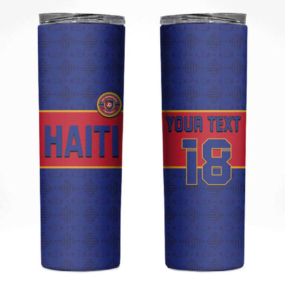 Custom Afro Haiti Football Skinny Tumbler Le Rouge et Bleu Sporty Style - African Pride