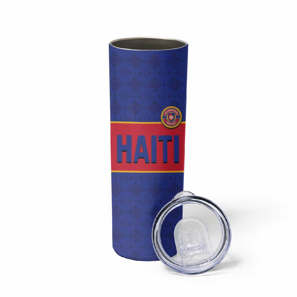 Custom Afro Haiti Football Skinny Tumbler Le Rouge et Bleu Sporty Style - African Pride