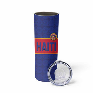 Custom Afro Haiti Football Skinny Tumbler Le Rouge et Bleu Sporty Style - African Pride