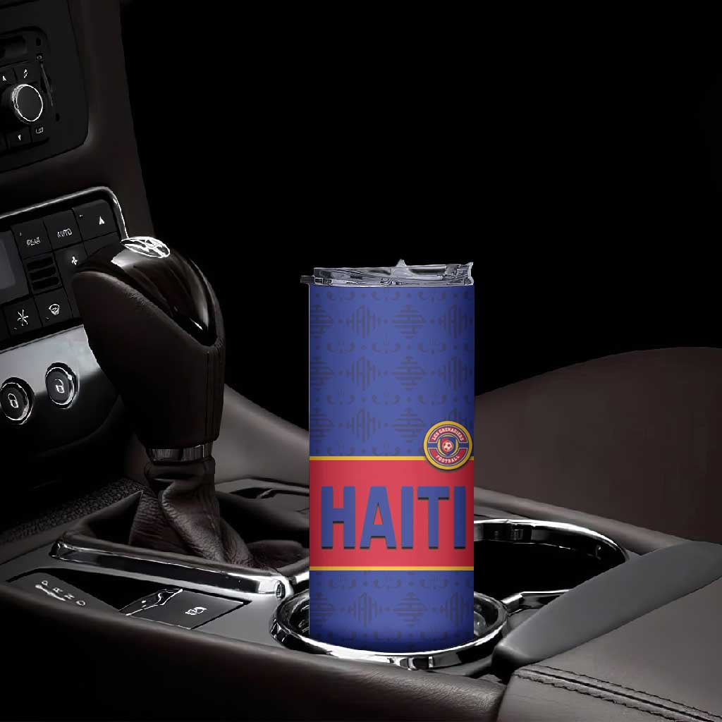 Custom Afro Haiti Football Skinny Tumbler Le Rouge et Bleu Sporty Style - African Pride