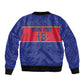 Custom Afro Haiti Football Sleeve Zip Bomber Jacket Le Rouge et Bleu Sporty Style - African Pride
