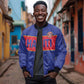 Custom Afro Haiti Football Sleeve Zip Bomber Jacket Le Rouge et Bleu Sporty Style - African Pride