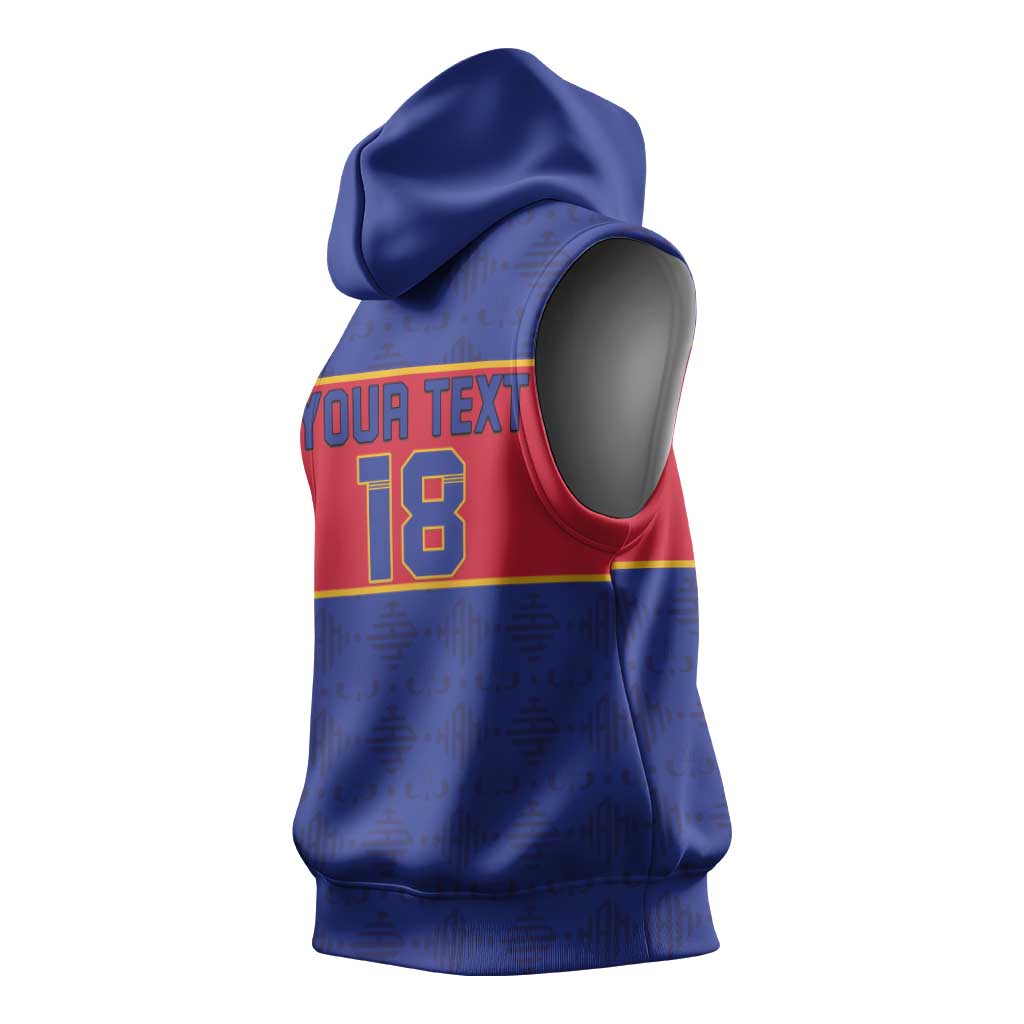 Custom Afro Haiti Football Sleeveless Hoodie Le Rouge et Bleu Sporty Style - African Pride