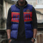 Custom Afro Haiti Football Sleeveless Puffer Jacket Le Rouge et Bleu Sporty Style