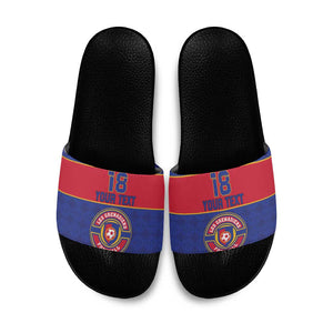 Custom Afro Haiti Football Slide Sandals Le Rouge et Bleu Sporty Style