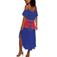 Custom Afro Haiti Football Summer Maxi Dress Le Rouge et Bleu Sporty Style - African Pride