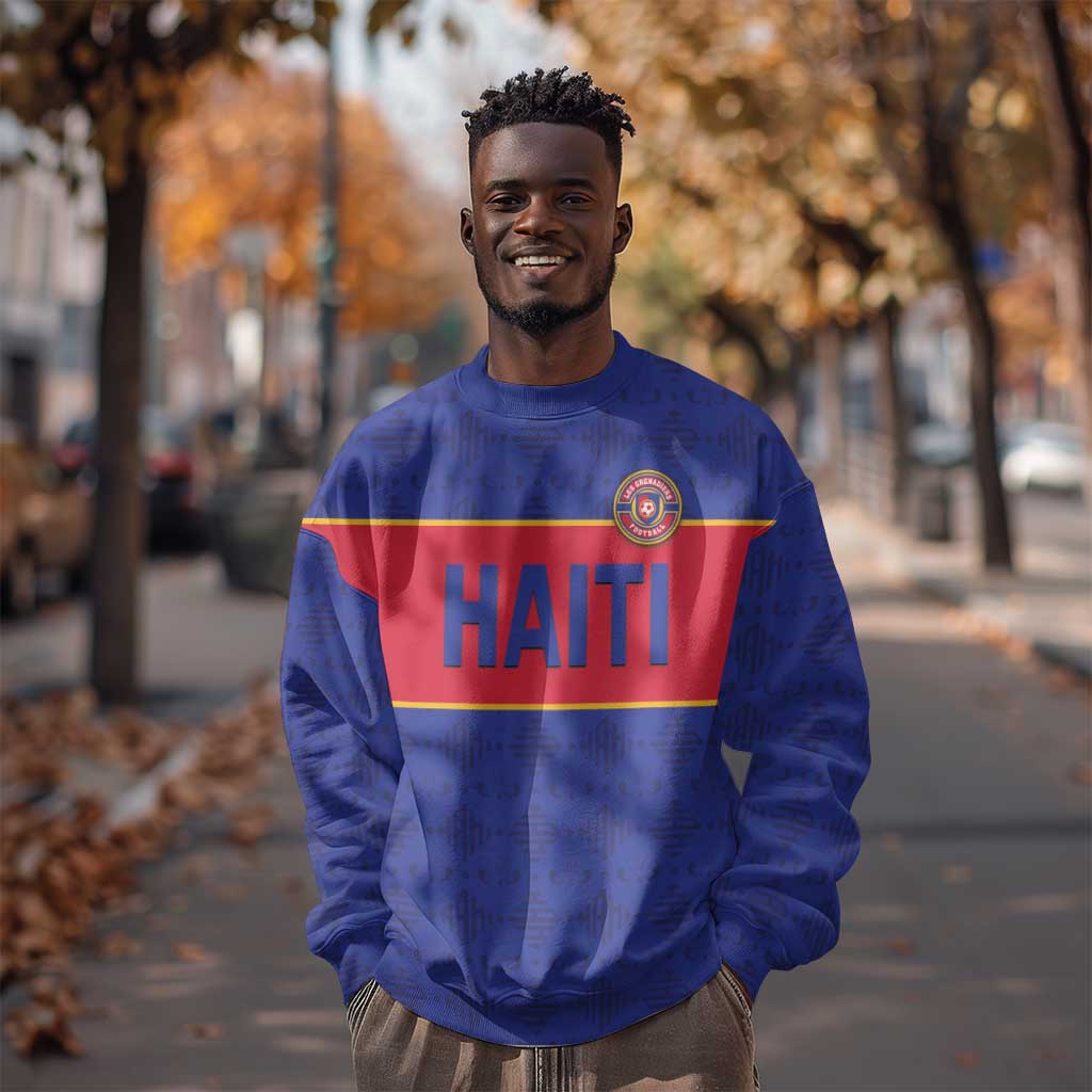 Custom Afro Haiti Football Sweatshirt Le Rouge et Bleu Sporty Style - African Pride