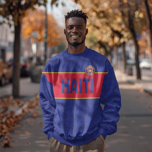 Custom Afro Haiti Football Sweatshirt Le Rouge et Bleu Sporty Style - African Pride