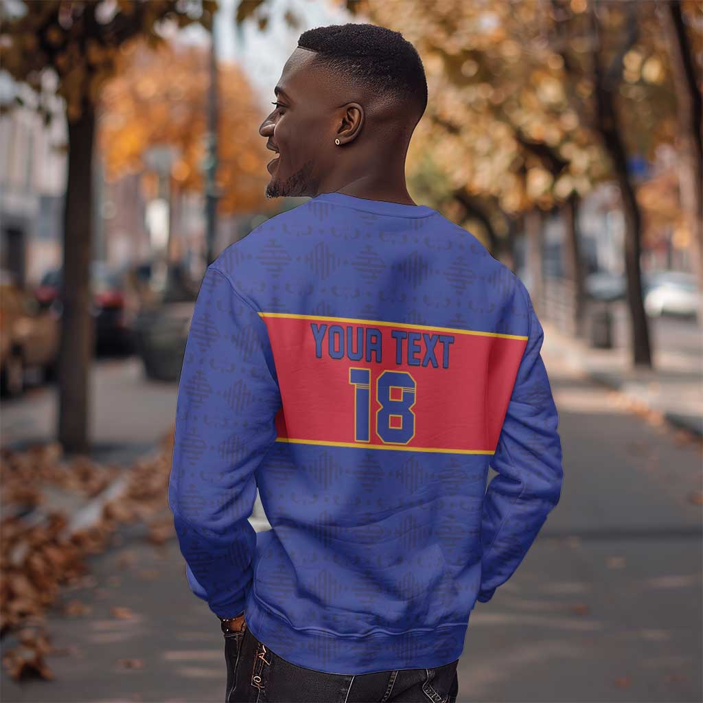 Custom Afro Haiti Football Sweatshirt Le Rouge et Bleu Sporty Style - African Pride