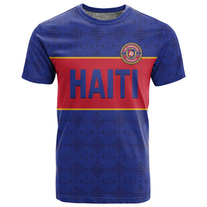 Custom Afro Haiti Football T shirt Le Rouge et Bleu Sporty Style - African Pride