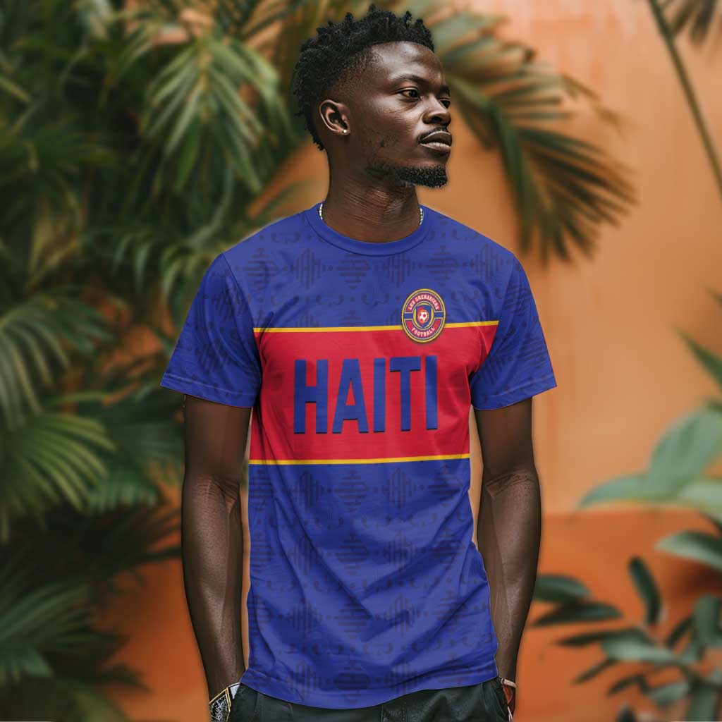 Custom Afro Haiti Football T shirt Le Rouge et Bleu Sporty Style - African Pride