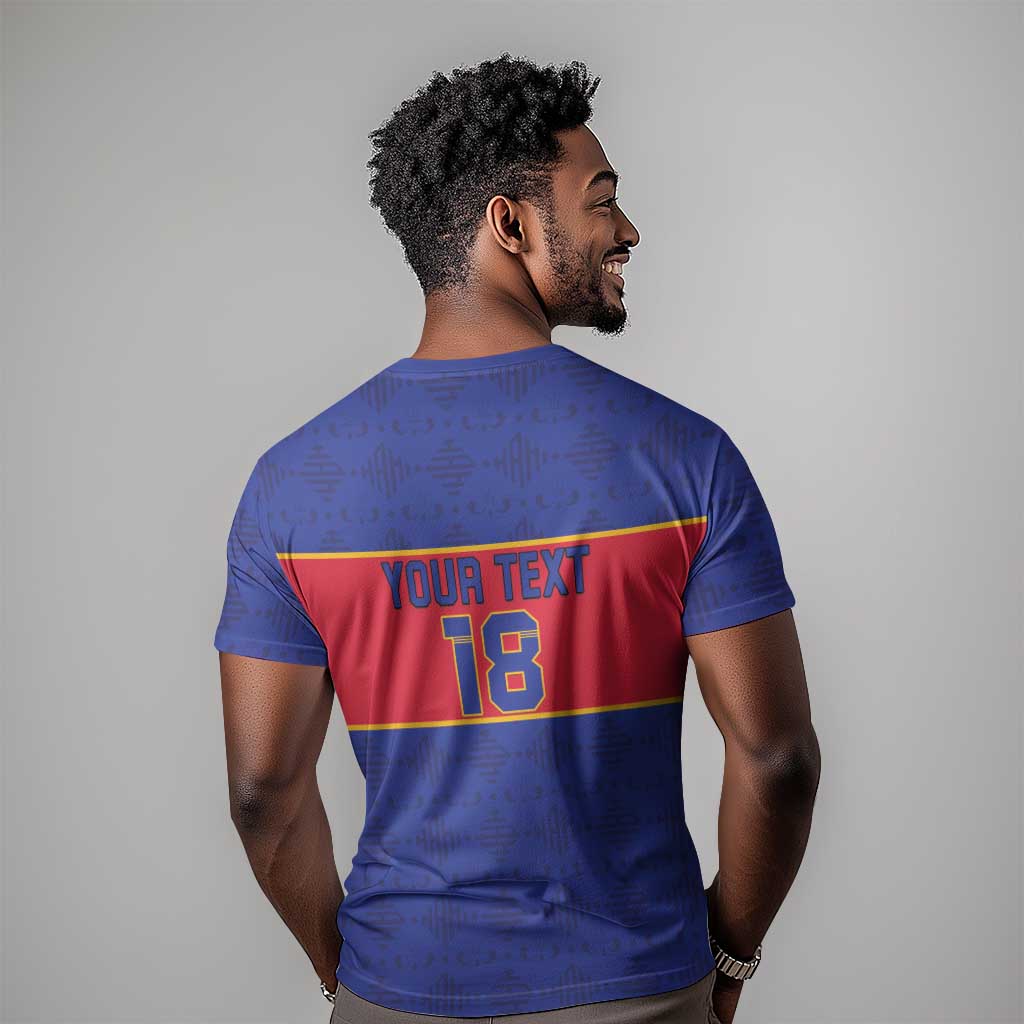 Custom Afro Haiti Football T shirt Le Rouge et Bleu Sporty Style - African Pride