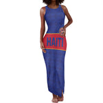 Custom Afro Haiti Football Tank Maxi Dress Le Rouge et Bleu Sporty Style - African Pride