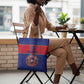 Custom Afro Haiti Football Tote Bag Le Rouge et Bleu Sporty Style