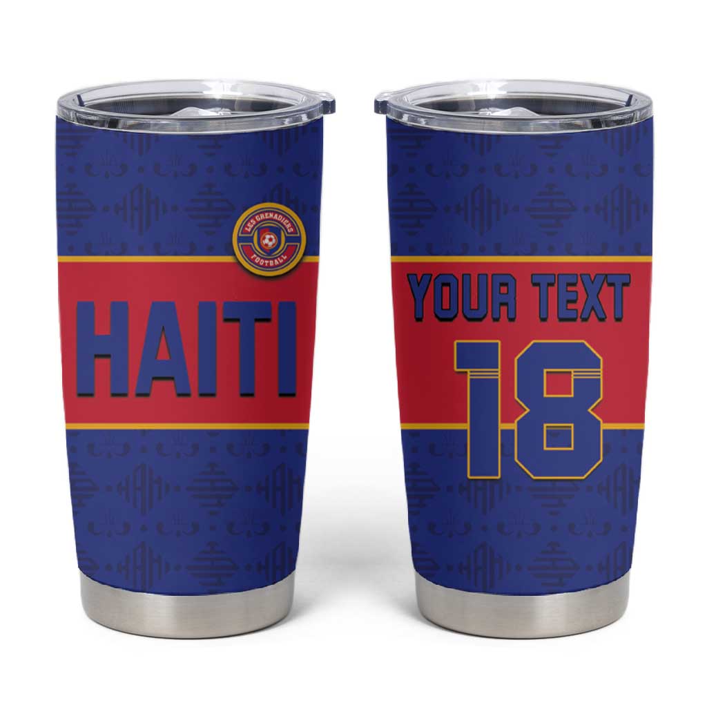 Custom Afro Haiti Football Tumbler Cup Le Rouge et Bleu Sporty Style - African Pride