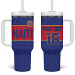Custom Afro Haiti Football Tumbler With Handle Le Rouge et Bleu Sporty Style - African Pride