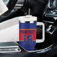 Custom Afro Haiti Football Tumbler With Handle Le Rouge et Bleu Sporty Style - African Pride
