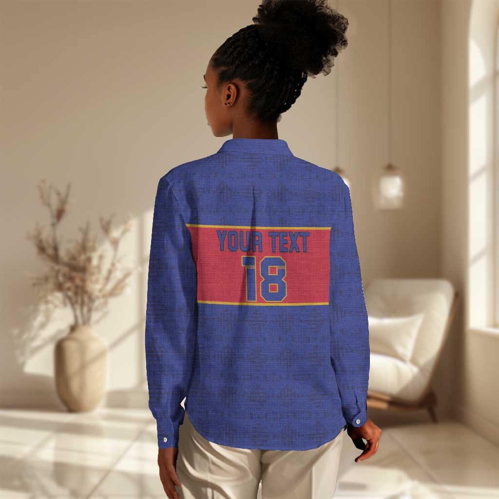 Custom Afro Haiti Football Women Casual Shirt Le Rouge et Bleu Sporty Style - African Pride