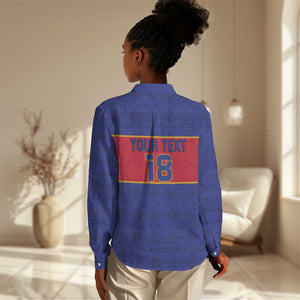 Custom Afro Haiti Football Women Casual Shirt Le Rouge et Bleu Sporty Style - African Pride