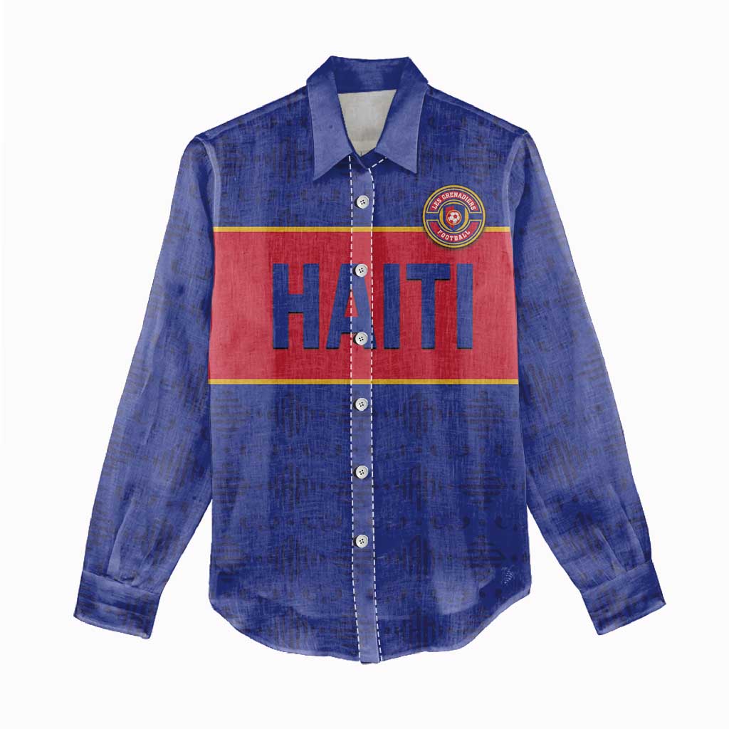 Custom Afro Haiti Football Women Casual Shirt Le Rouge et Bleu Sporty Style - African Pride