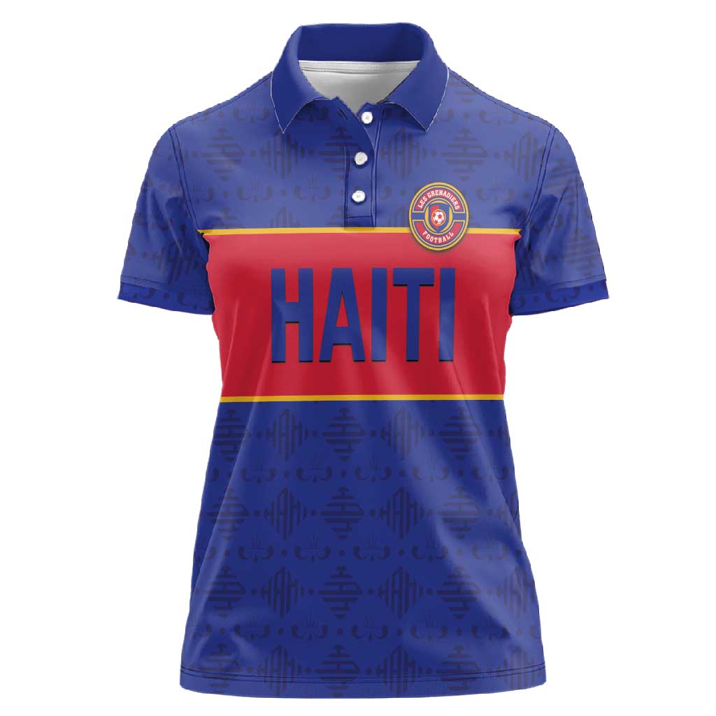Custom Afro Haiti Football Women Polo Shirt Le Rouge et Bleu Sporty Style - African Pride