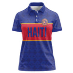 Custom Afro Haiti Football Women Polo Shirt Le Rouge et Bleu Sporty Style - African Pride
