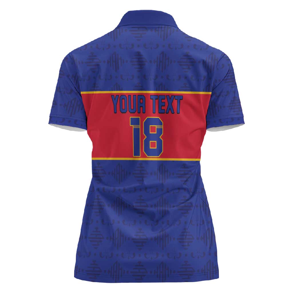Custom Afro Haiti Football Women Polo Shirt Le Rouge et Bleu Sporty Style - African Pride