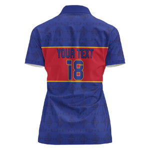 Custom Afro Haiti Football Women Polo Shirt Le Rouge et Bleu Sporty Style - African Pride