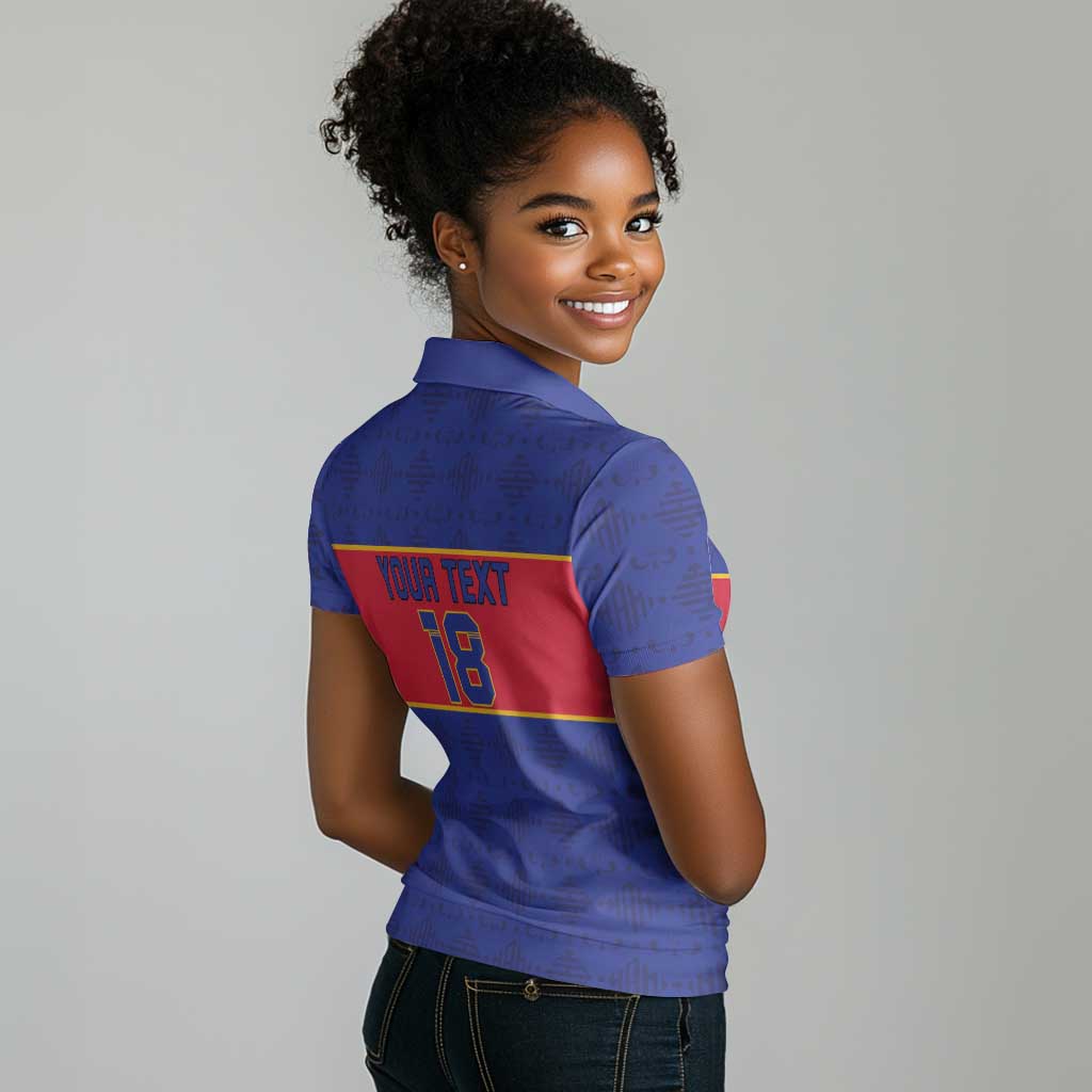 Custom Afro Haiti Football Women Polo Shirt Le Rouge et Bleu Sporty Style - African Pride