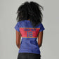 Custom Afro Haiti Football Women V-Neck T-Shirt Le Rouge et Bleu Sporty Style - African Pride