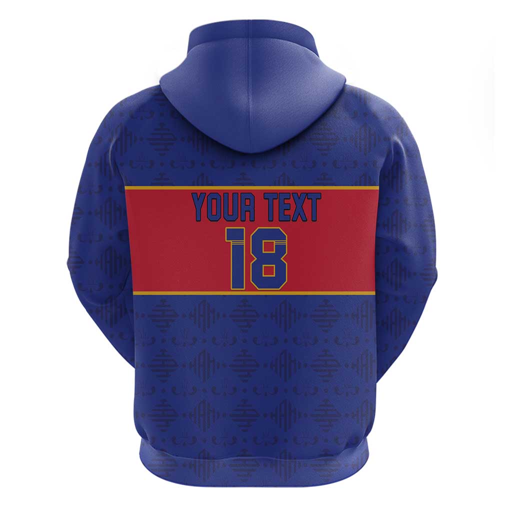 Custom Afro Haiti Football Zip Hoodie Le Rouge et Bleu Sporty Style - African Pride